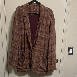 Free People Plaid Blazer